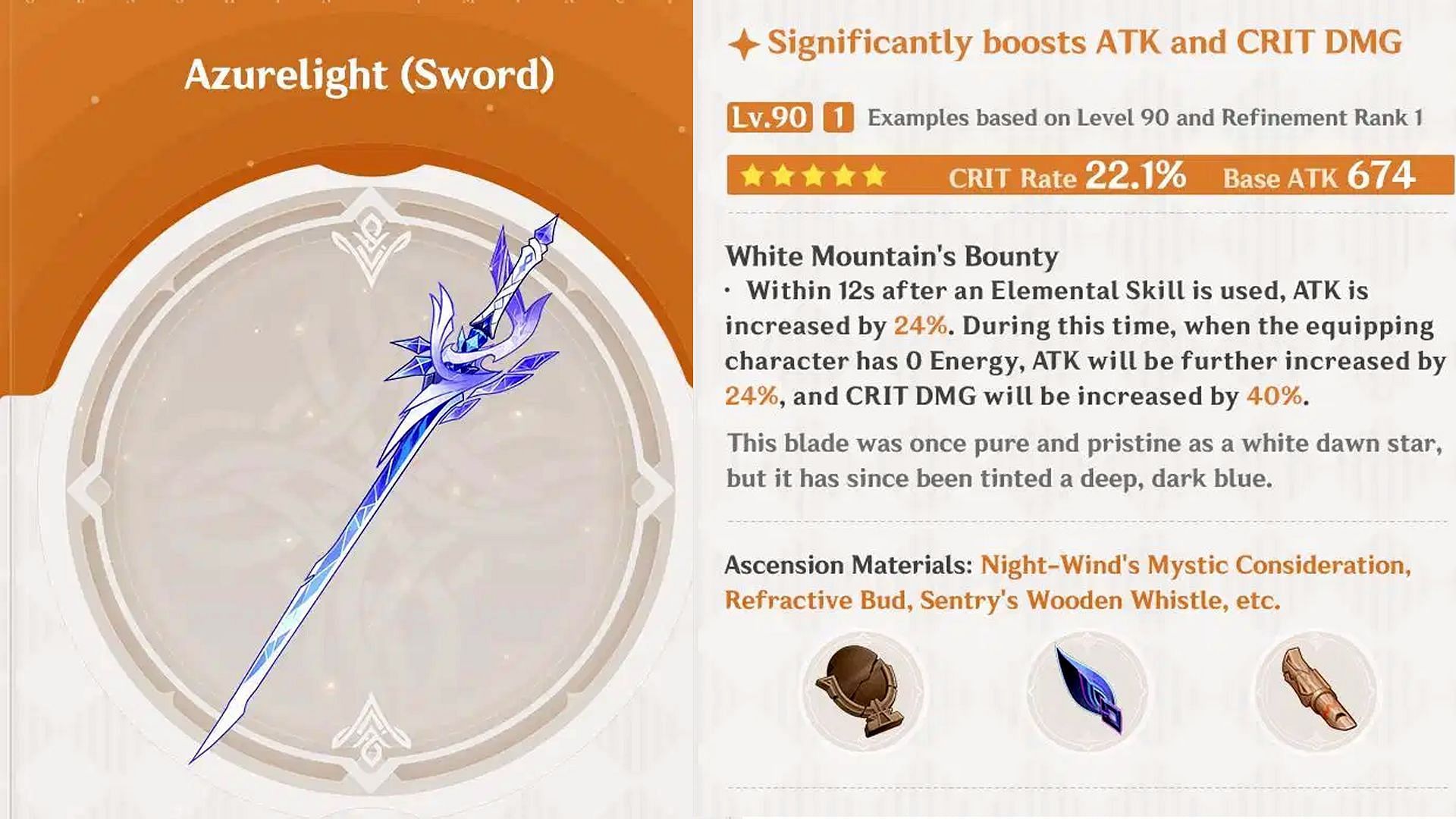 5-star Sword Azurelight (Image via HoYoverse)